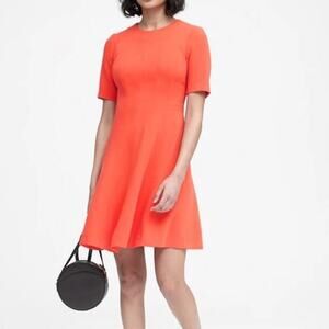 Banana Republic Dream Paneled Fit & Flare Mini Dress Orange Women's Size US 2